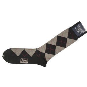 NEW Polo Ralph Lauren Socks! Black Gray Red Argyle Pattern Cotton  Made in Japan